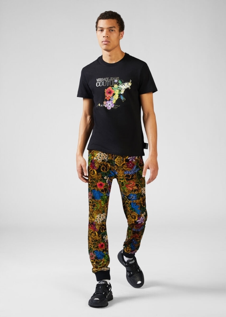 Pantaloni Versace Tropical Baroque Print Velvet Barbati | WZQTMJV-34